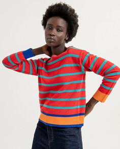 Женский полосатый свитер с вырезом «лодочка» Surkana, красный