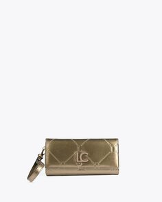 Женский кошелек с клапаном и застежкой-кнопкой золотого цвета Lola Casademunt, золотой