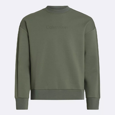 Свитшот Calvin Klein Embossed Logo Crewneck, серо-зеленый