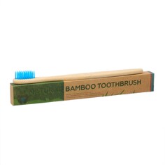 Зубная щетка бамбуковая средняя в коробке, синяя NO Brand