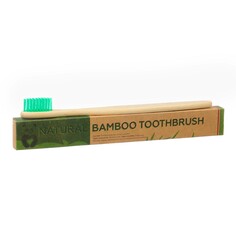 Зубная щетка бамбуковая жесткая в коробке, зеленая NO Brand