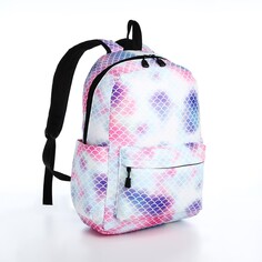 Рюкзак молодежный из текстиля на молнии, 3 кармана, поясная сумка, цвет голубой/белый/розовый NO Brand