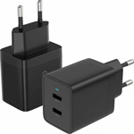 Сетевое зарядное устройство Choetech 40Вт (2xUSB-C) PD/PPS, цвет черный (Q5006)