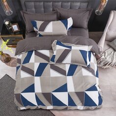 Постельное белье евро, простыня 220х240 см, 2 наволочки 70х70 см, пододеяльник 200х220 см, Cleo, сатин, коллекция Satin Lux, Геометрия 30/665-SL