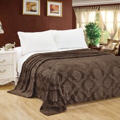 Плед 1.5-спальный, 150х200 см, велсофт, 100% полиэстер, Cleo, Парма, коричневый, 150/072-OP
