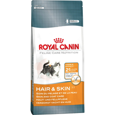 Корм для кошек ROYAL CANIN Hair & Skin 33 для чувствительной кожи и для улучшения шерсти, птица 400г