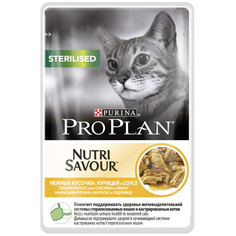 Корм для кошек PRO PLAN Nutri Savour Sterilised для стерилизованных кошек, с курицей в соусе, 85г