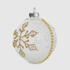 Шар новогодний на ёлку Baoying yiwen золотисто-белый 8 см