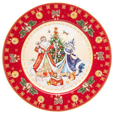 Тарелки тарелка LEFARD Дед Мороз и Снегурочка 27см обеденная фарфор красный