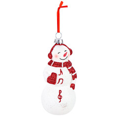 Игрушки елочные одиночные подвеска Веселый снеговичок 11,2см пластик