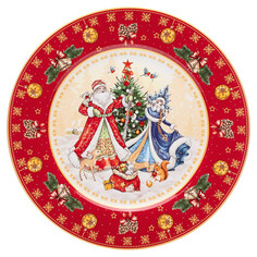 Тарелки тарелка LEFARD Дед Мороз и Снегурочка 20,5см десертная фарфор красный