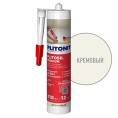 Герметики герметик силиконовый PLITONIT PlitoSil Premium для влажных помещений 310мл кремовый, арт.Н010030