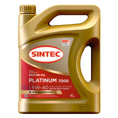 Масла для четырехтактных двигателей синтетические масло моторное SINTEC Platinum 7000 5W-40 ACEA A3/B4 4л