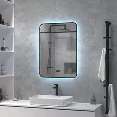 Зеркало для ванной Drive с подсветкой 60x80 см цвет черный Без бренда