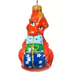Елочное украшение Дракон с подарками Коломеев 9x11 см цвет разноцветный