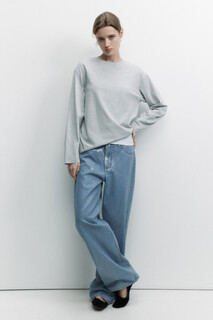 джемпер женский Лонгслив oversize хлопковый в меланжевом оттенке Befree