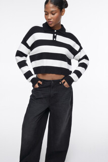 джемпер женский Джемпер-поло вязаный укороченный в полоску Befree