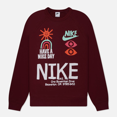 Мужская толстовка Nike Nike Day French Terry Crew Neck, цвет бордовый