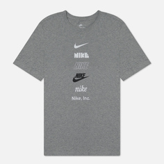 Мужская футболка Nike Club+ Multi Logo, цвет серый