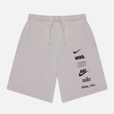 Мужские шорты Nike Club+ Fleece Multi Logo, цвет серый, размер XL