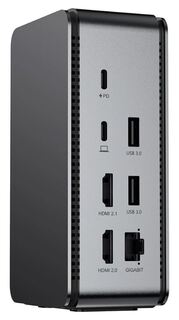 Док-станция для ноутбука Lyambda LIN-07 Type-C 11 в 1 Multimedia DUAL Hdmi /Type-C /Usb 3.0/RJ45/AUX 3.5/SD/TF Aluminum Gray