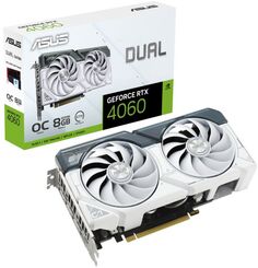 Видеокарта PCI-E ASUS GeForce RTX 4060 DUAL OC (DUAL-RTX4060-O8G-WHITE) 8GB GDDR6 128bit 5nm 1830/17000MHz HDMI/3*DP