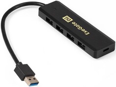 Концентратор Exegate EX293980RUS 4-в-1 (кабель-адаптер USB3.0 --> 4xUSB3.0, Plug&Play, черный)