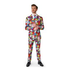Мужской костюм и галстук с узором Casino Poker Suitmeister Slim-Fit