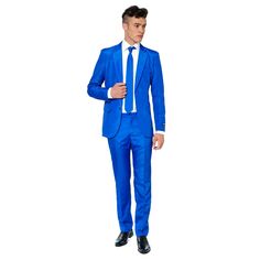 Мужской однотонный комплект костюма и галстука Suitmeister Slim-Fit, голубой