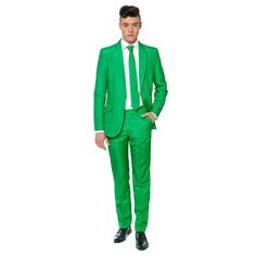 Мужской однотонный комплект костюма и галстука Suitmeister Slim-Fit, зеленый