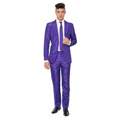 Мужской однотонный костюм и галстук Suitmeister Slim-Fit, фиолетовый