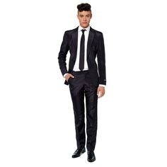 Мужской однотонный комплект костюма и галстука Suitmeister Slim-Fit, черный