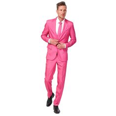 Мужской однотонный комплект костюма и галстука Suitmeister Slim-Fit, розовый