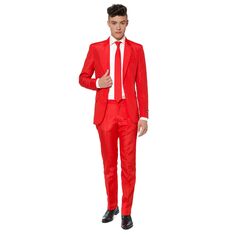 Мужской однотонный комплект костюма и галстука Suitmeister Slim-Fit, красный
