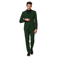 Мужской однотонный костюм и галстук Slim Fit OppoSuits, темно-зеленый