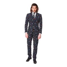 Мужской облегающий костюм и галстук Pac-Man OppoSuits, синий