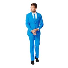 Мужской однотонный костюм и галстук Slim Fit OppoSuits, голубой