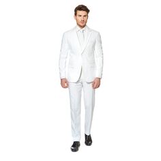 Мужской однотонный костюм и галстук Slim Fit OppoSuits, белый