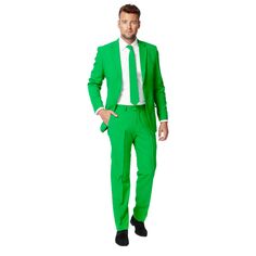 Мужской однотонный костюм и галстук Slim Fit, зеленый Opposuits