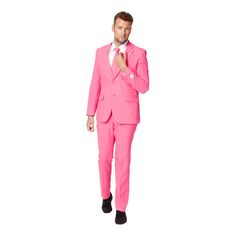 Мужской однотонный костюм и галстук Slim Fit OppoSuits, розовый