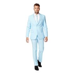 Мужской однотонный костюм и галстук Slim Fit OppoSuits, светло-синий