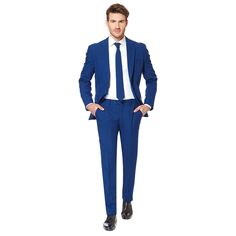 Мужской однотонный костюм и галстук Slim Fit OppoSuits, синий
