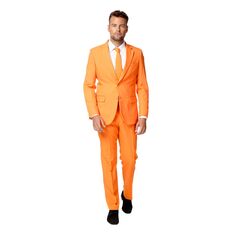 Мужской однотонный костюм и галстук Slim Fit OppoSuits, оранжевый