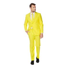 Мужской однотонный костюм и галстук Slim Fit OppoSuits, желтый