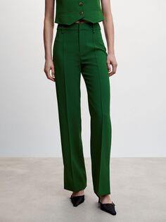 Костюмные брюки прямого кроя Mango Maca, зеленые