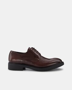 Мужские туфли на шнуровке из гладкой кожи темно-коричневого цвета на резиновой подошве Luis Gonzalo, темно коричневый