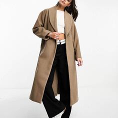 Пальто Monki belted oversized, светло-коричневый