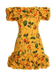 Мини-платье Curandera Jardin Frutal с оборками Agua by Agua Bendita, желтый