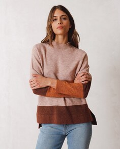 Женский свитер в стиле колор-блок из переработанных волокон Indi &amp; Cold, розовый