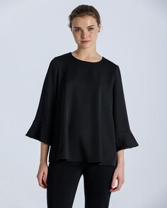 Женская футболка с французскими рукавами и рюшами Naulover, черный